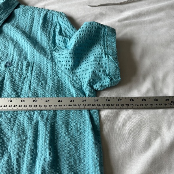 Carroll Reed Women's Vintage Seersucker Short Sleeve Button Up Shirt Blue 2X - Picture 7 of 11